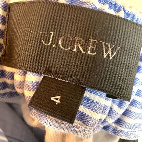 J. Crew Elastic Blue Striped Pants Women’s 4 - Picture 3 of 6
